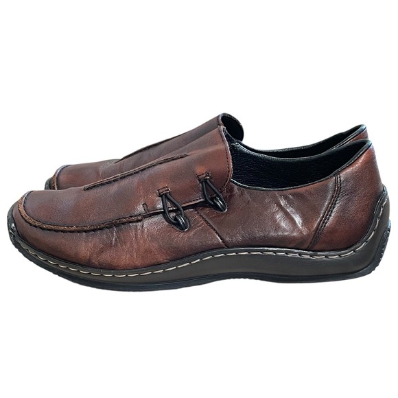 Rieker Shoes - Rieker Celia 59 Women's Brown Comfort Slip On Loafer Shoes EU 39 G wide US 8
